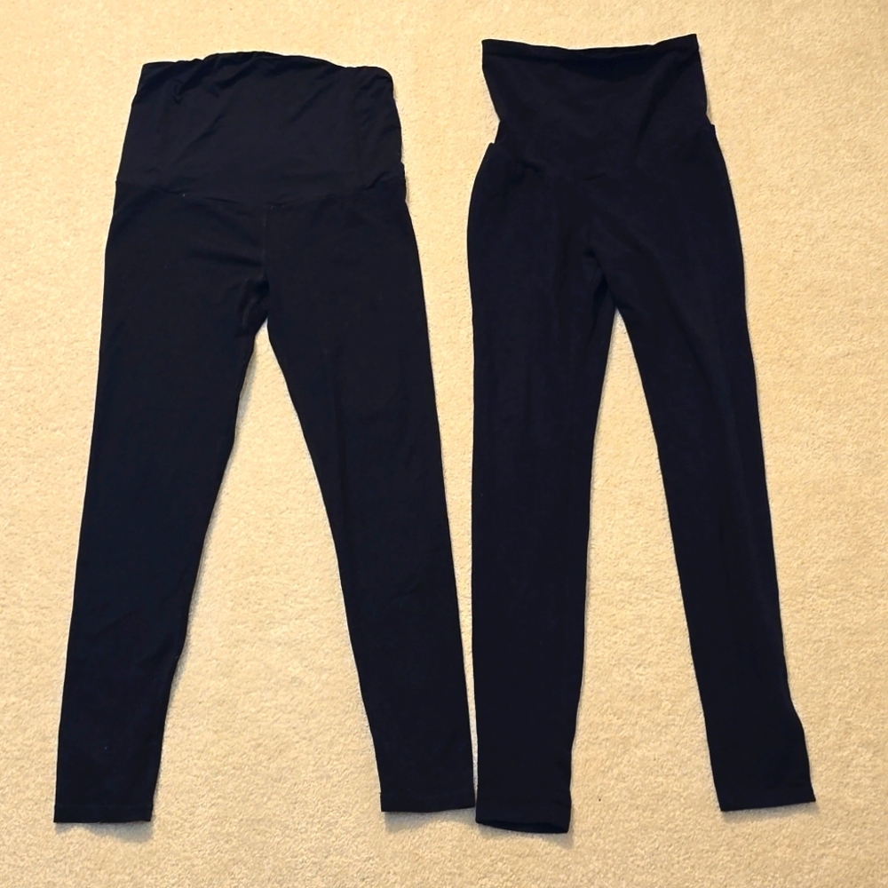 Splendid Stretch Cotton-Blend Black and Ingrid + Isabel 7/8 Maternity Leggings